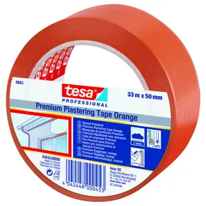 Tesa 4843 Bygg- och skyddstejp PVC, UV-resistent, 33 m x 50 mm, orange