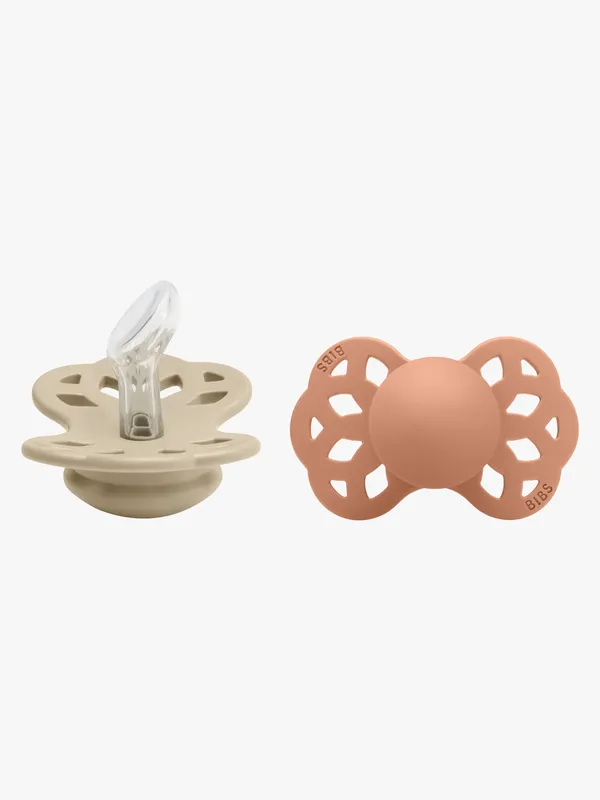 BIBS Infinity Napp 2-pack Silikon Stl 1 Anatomisk, Vanilla/Peach