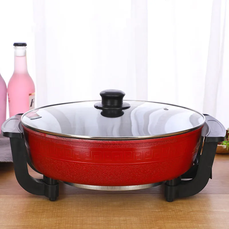 Yuanyang Hot Pot – Elektrisk hotpot-gryta – 6 L – 1300 W – Delad 2 smaker – Rostfritt stål – Röd