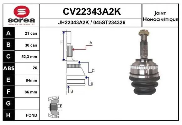 EAI CV22343A2K Ledsats, drivaxel