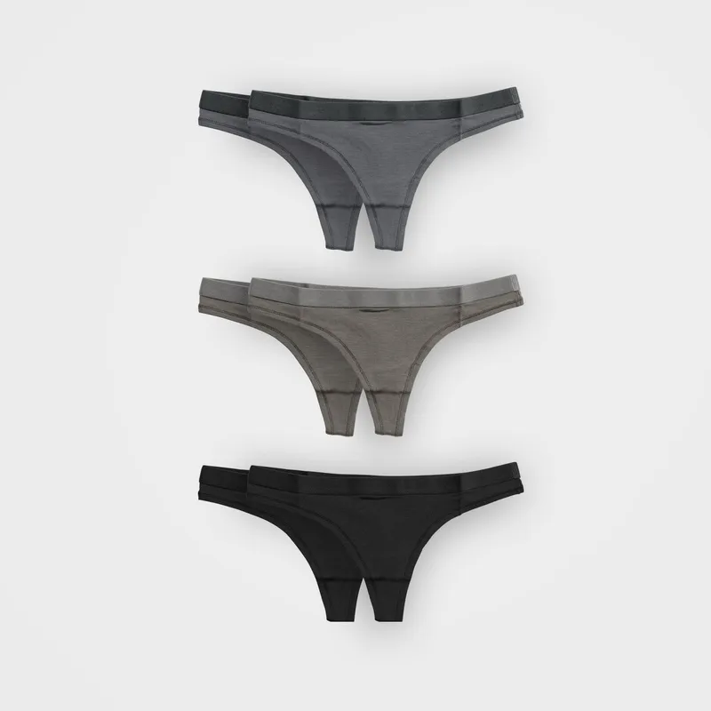Women’s Thong Underwear, 3 Colours - 6 Pack | TENCEL™ Lyocell, X-Small