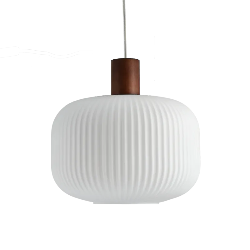 Scandi Living Fair taklampa Ø30 cm Frostat glas-mörkbetsad ask