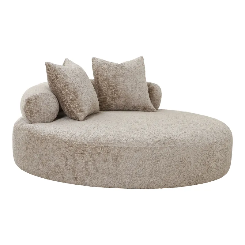 HOUSE NORDIC Daybed med 2 kuddar i chenille, rund, naturlig, HN1251