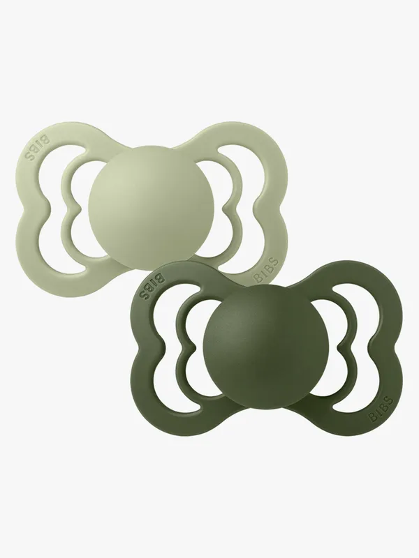 BIBS Supreme Napp 2-pack Silikon Stl 1 Symmetrisk, Sage/Hunter Green