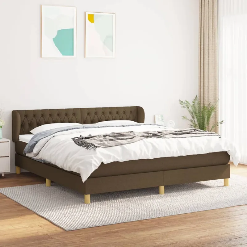 vidaXL Ramsäng med madrass mörkbrun 180×200 cm tyg (#9403)