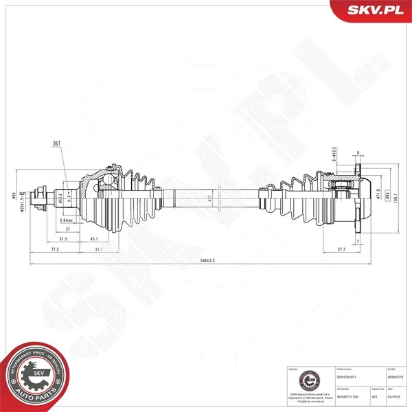Drivaxel ESEN SKV 40SKV278
