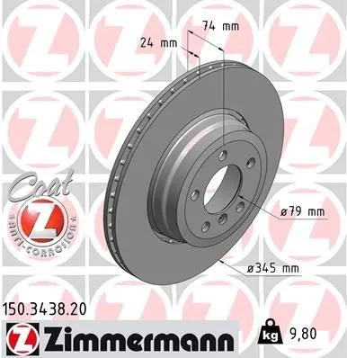 Bromsskiva ZIMMERMANN 150.3438.20