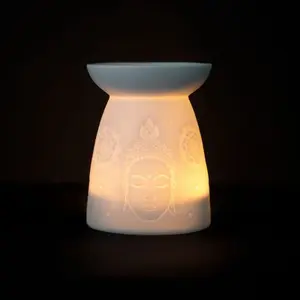 Aromalampa motiv Buddah vit 17cm