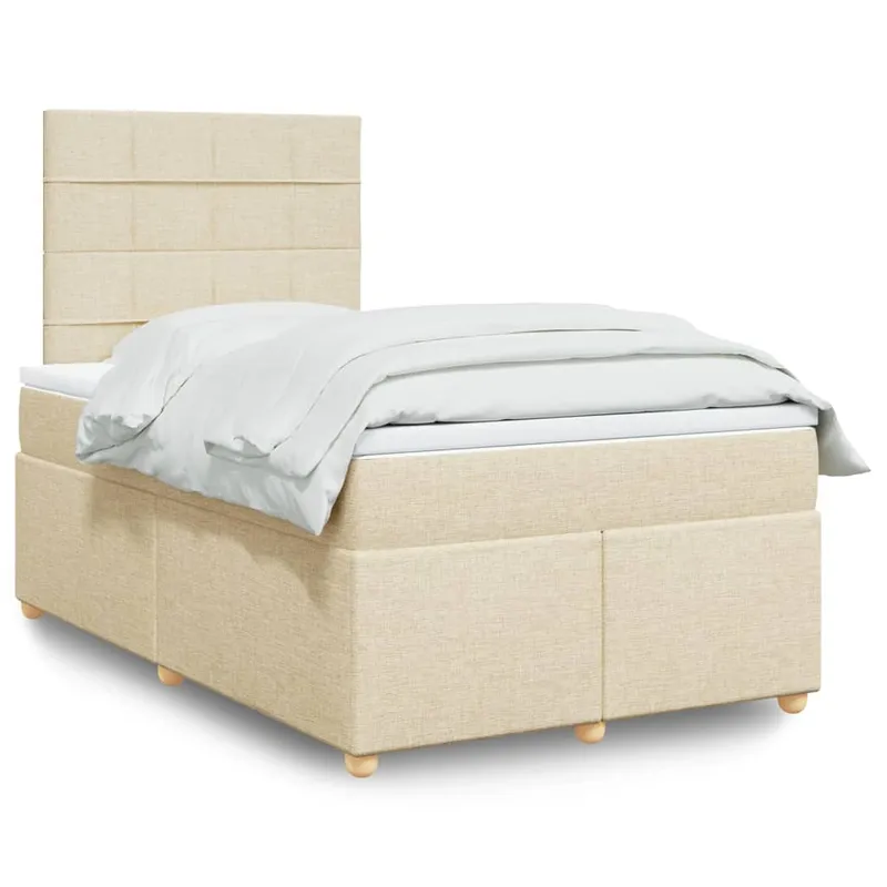 vidaXL Ramsäng med madrass gräddvit 120×190 cm tyg (#4064)
