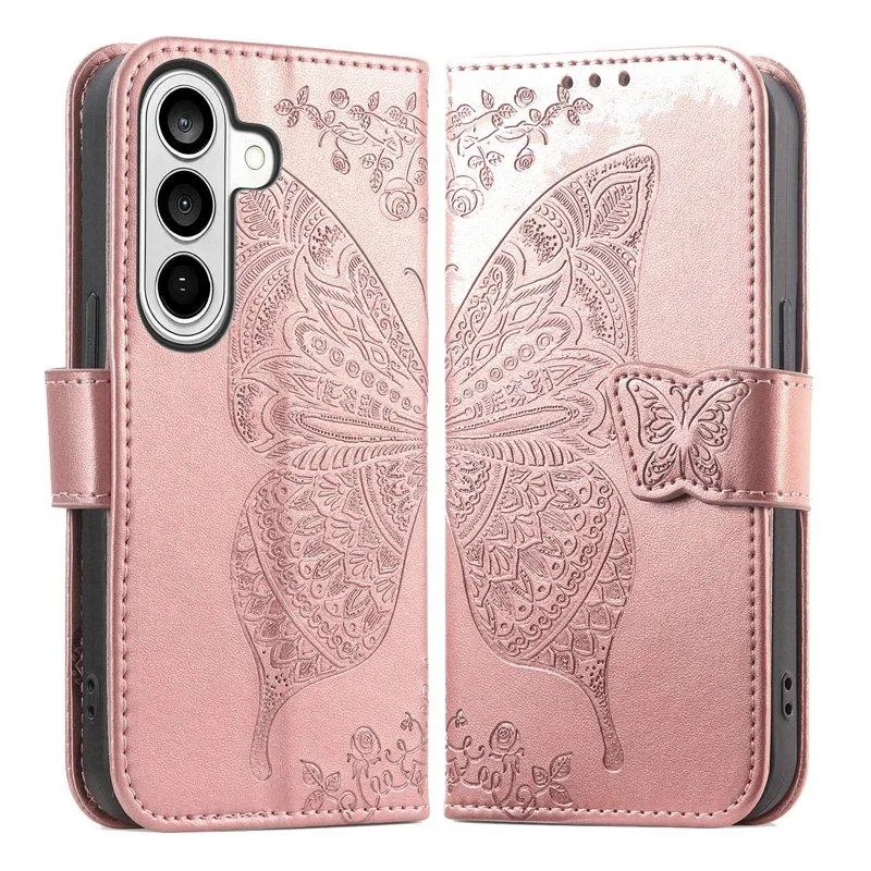 Plånboksfodral för Samsung Galaxy S26 Plus Konstläder med rem – Roséguld (#1249)