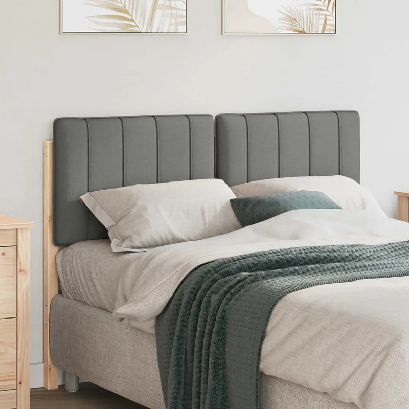 vidaXL Klädd sänggavel Brun och ljusgrå 120 cm Massiv furu (#3153)