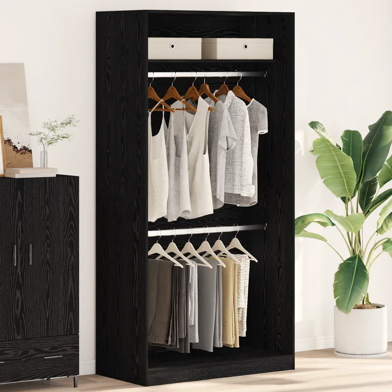 vidaXL Garderob Svart Ek 100 x 50 x 200 cm Konstruerat trä