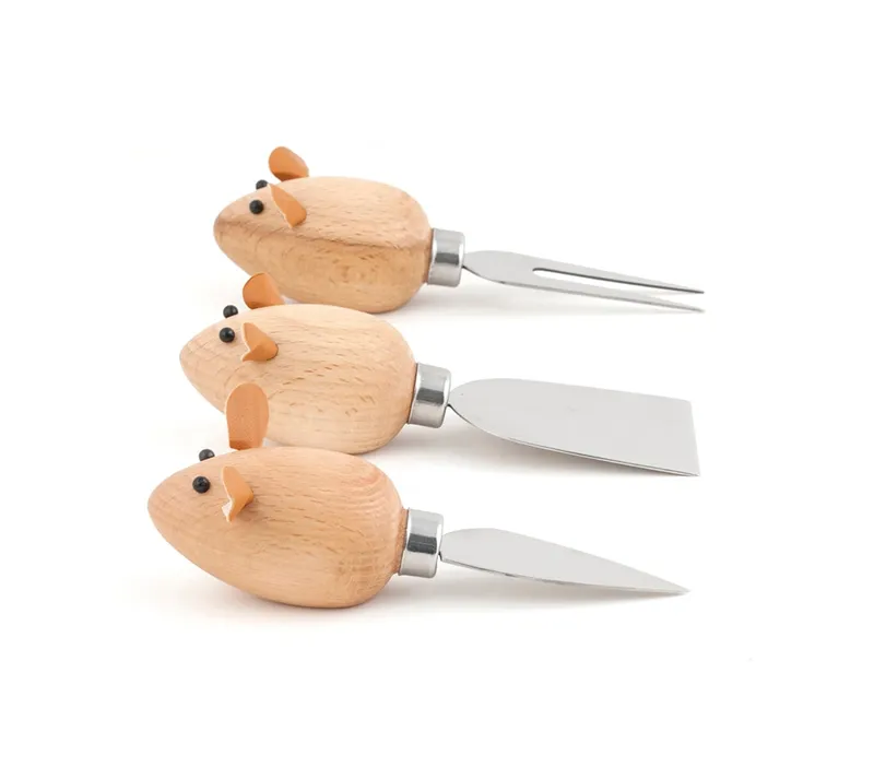 Kikkerland Cheese Knives Mice Set Of 3