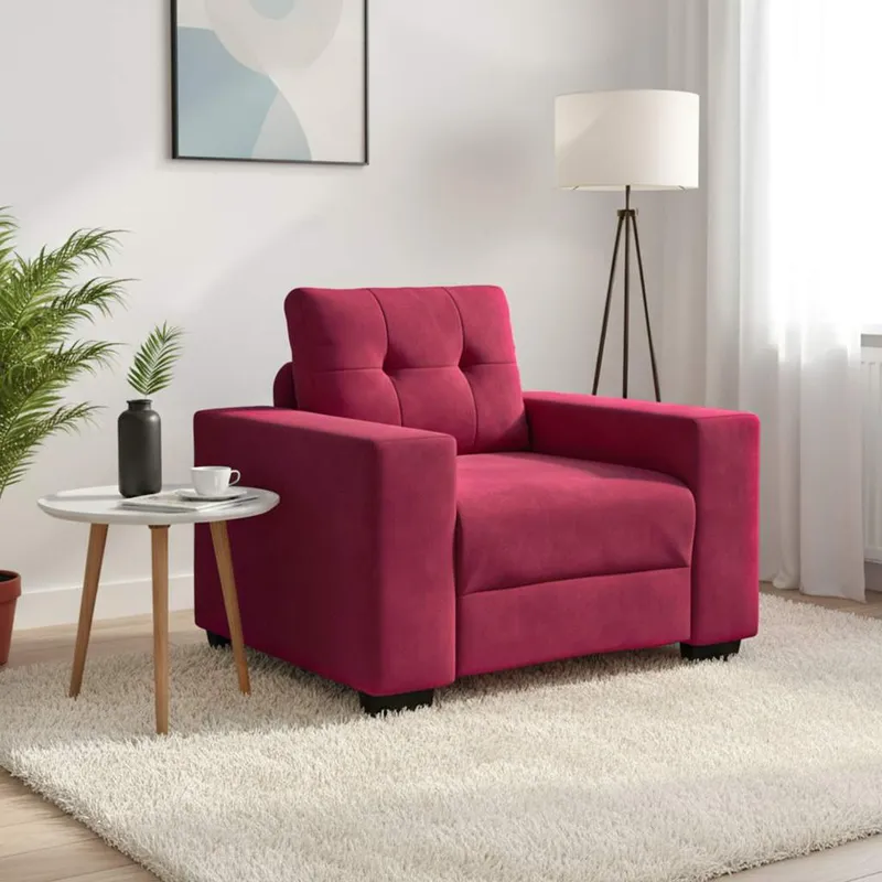 vidaXL Soffstol vinröd 100x78x80 cm sammet