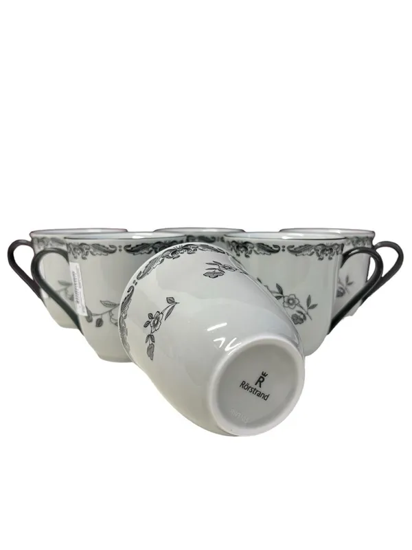 Rörstrand – Ostindia Svart – 6 st muggar 30 cl Design Nils Emil Lundström