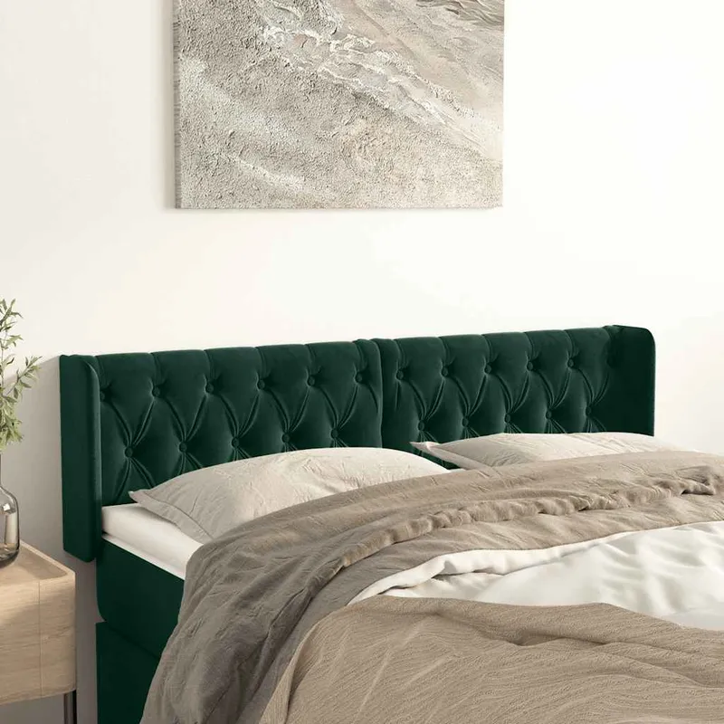 vidaXL Sänggavel med kanter mörkgrön 163x16x78/88 cm sammet