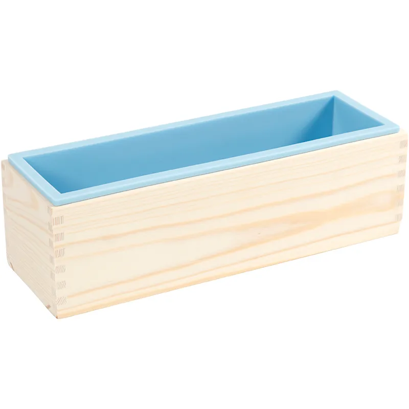 Silikonform i träbox för gjutning av tvål, betong- och gipsgjutning 27,5×8,6×8 cm 1500 ml
