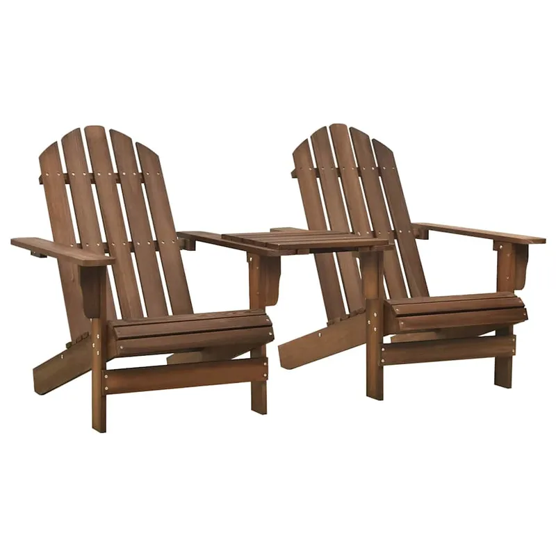 Adirondack Trädgårdsstolar med Bord Massivt Tallträ Bruna