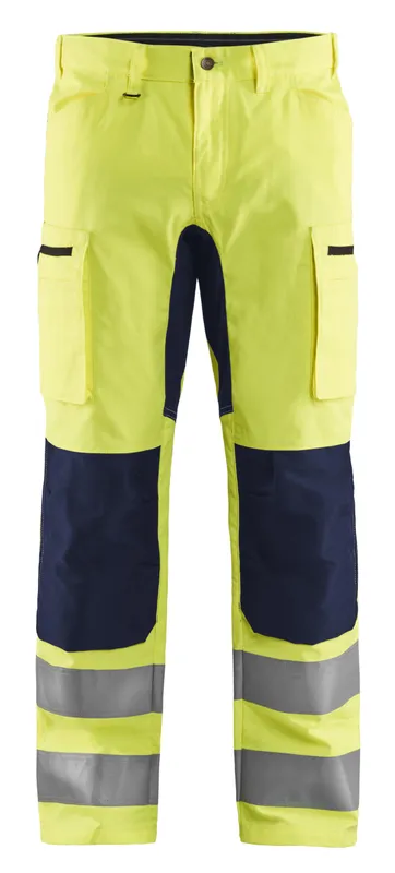 Blåkläder 158518113389D128 Arbetsbyxa varsel, gul/marinblå Gul/marinblå