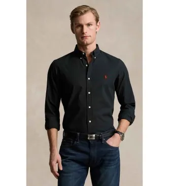 Polo Ralph Lauren för män. 710928254006 Slim fit poplinskjorta i stretchpoplin svart (M), Casual, Bomull, Klassisk, Lång ärm