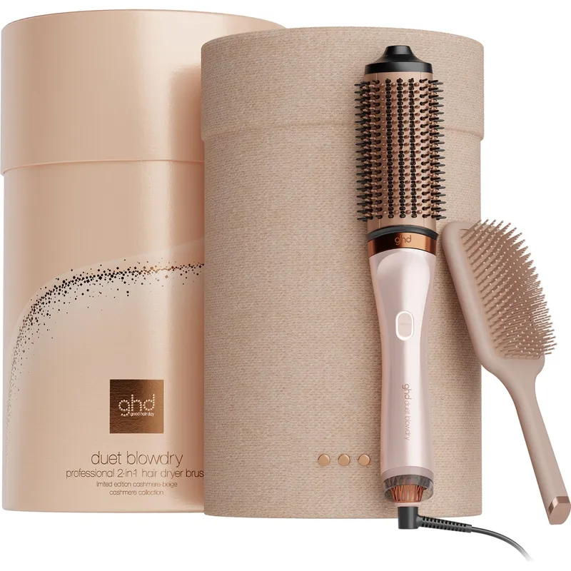 ghd Cashmere Collection Duet Blowdry 2-in-1 Hair Dryer Brush Festive Gift Set In Cashmere Beige
