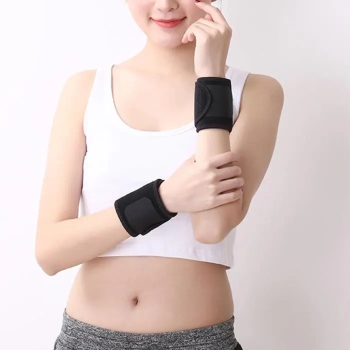 Tbest attelle de poignet auto-chauffante 1 paire de bracelet auto-chauffant de thérapie magnétique sport unisexe bracelet de