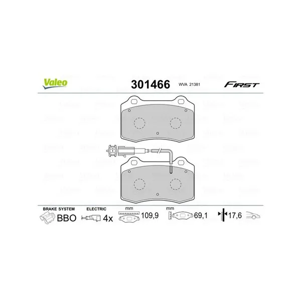 Bromsbelägg VALEO 301466
