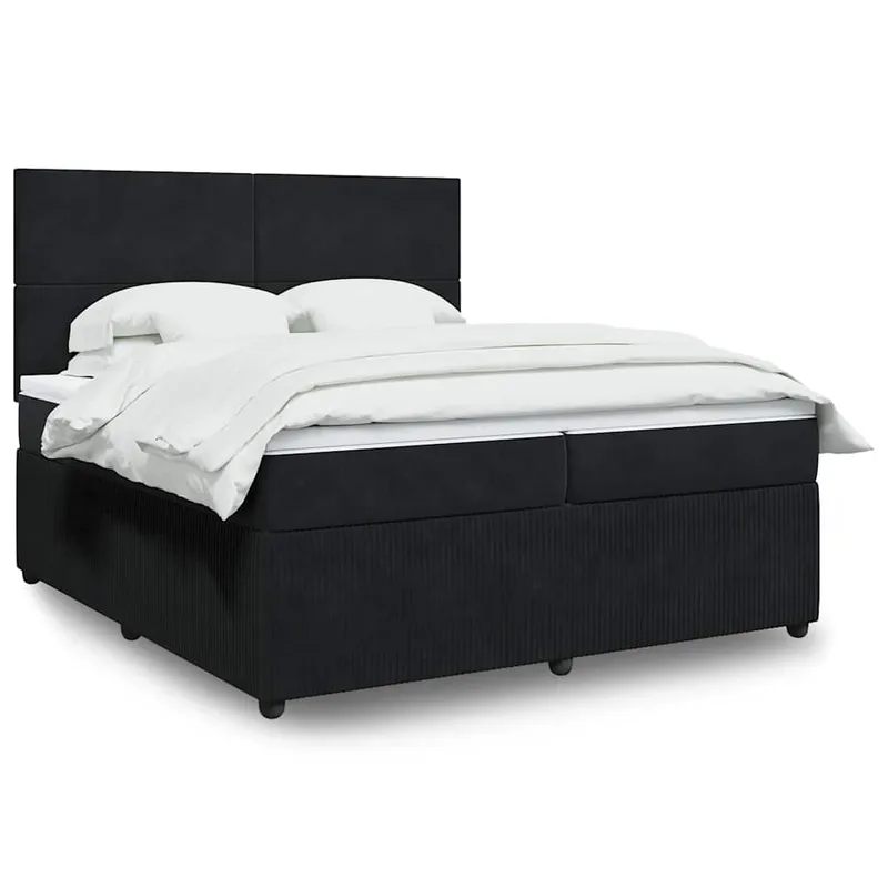 vidaXL Ramsäng med madrass svart 200×200 cm sammet (#6081)