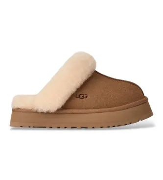 UGG för kvinnor. 1122550 Bruna läderskor Disquette (38), Hud, 1 till 3 cm, Före, Ingen, Hemkläder