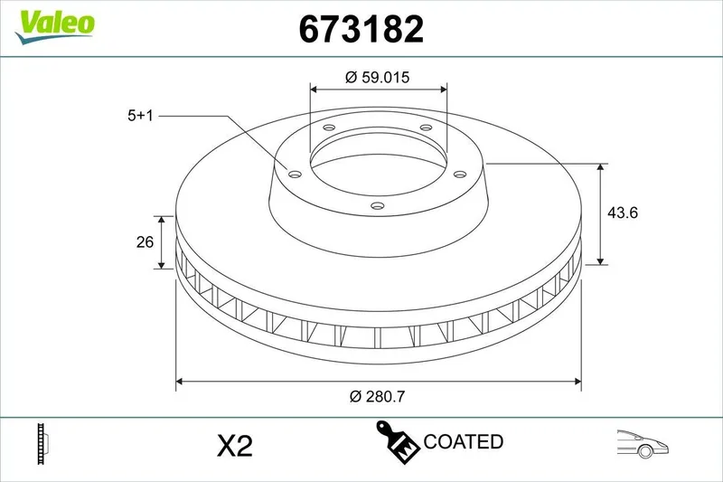 VALEO 673182 Bromsskiva
