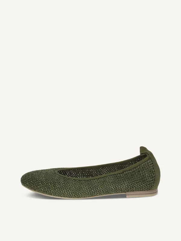 CAPRICE Ballerina, khaki, made of Leather and synthetic with Block heel, Size 36
