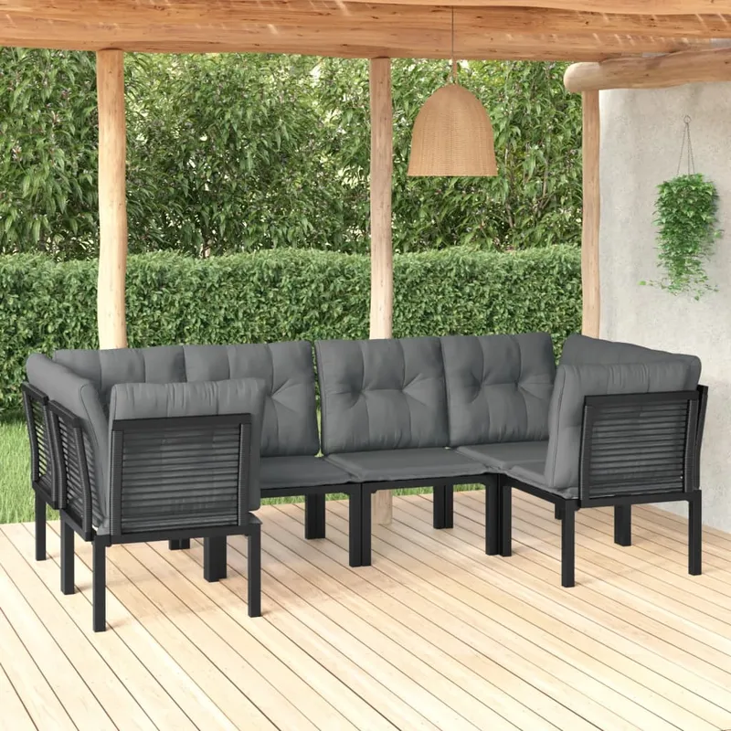 vidaXL Loungegrupp för trädgården 6 delar konstrotting grå och svart (#9976)