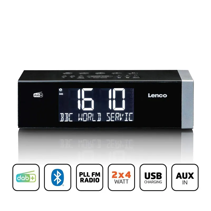 DAB+ FM-klockradio med Bluetooth och USB-laddning