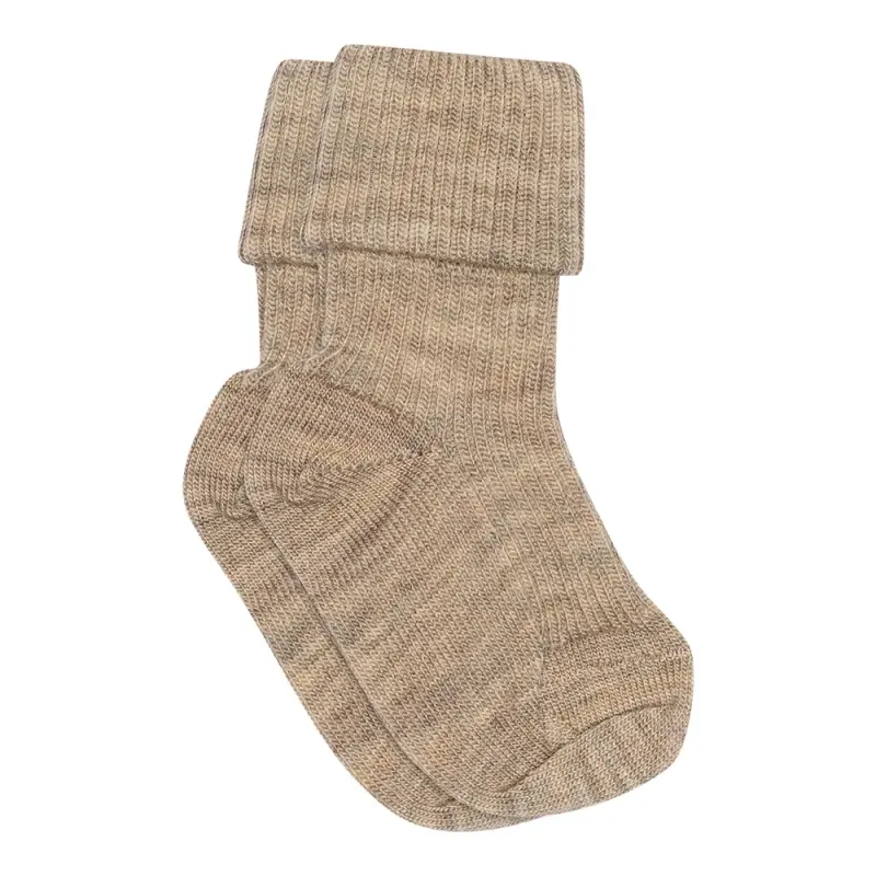 Baby Ankelsockor I Merinoull Med Omvik Light Brown Melange 15/16