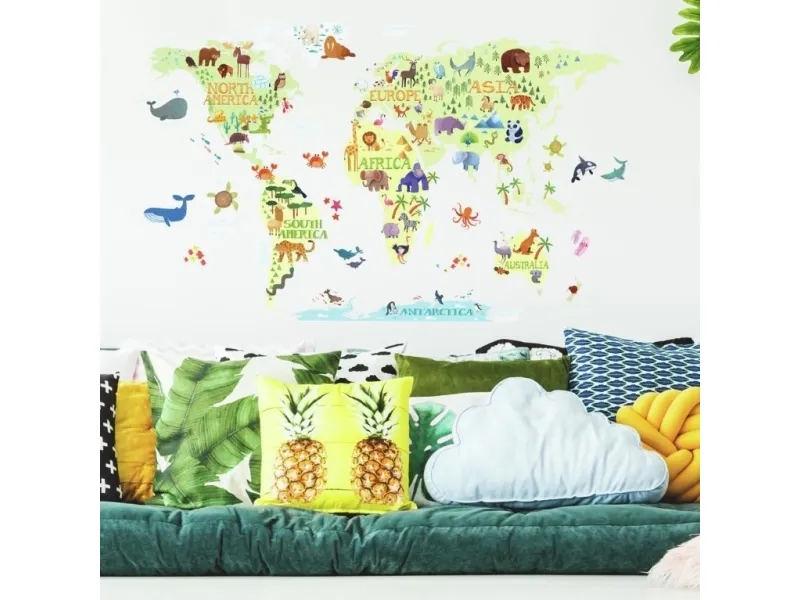 Världskarta för barn Giant Wallstickers