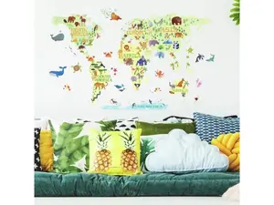 Världskarta för barn Giant Wallstickers