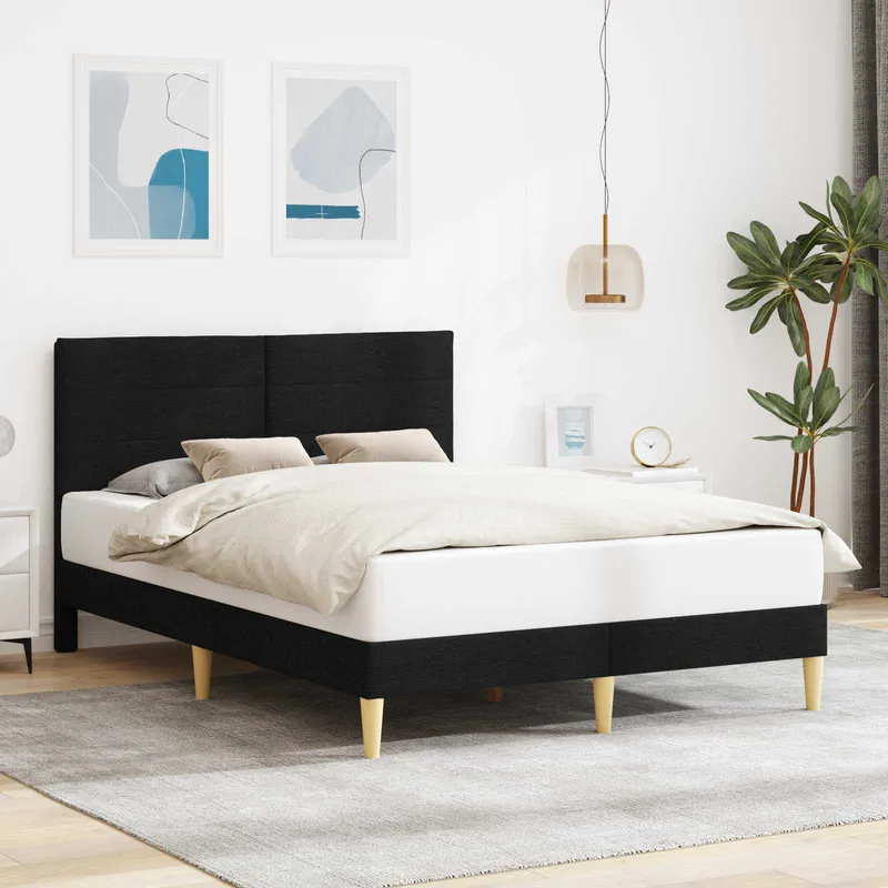 vidaXL Sängram med huvudgavel Svart 160 x 200 cm Tyg