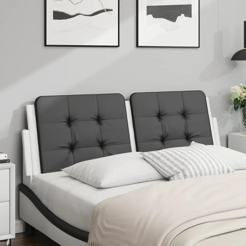 vidaXL Dyna till huvudgavel Zadar svart och vit 120 cm konstläder