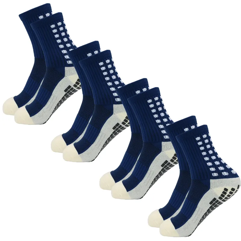 4 Par Herrfotbollssockor Anti-halk Halkfria Greppkuddar för Fotboll Basket Sport Greppstrumpor One Size (#4663)