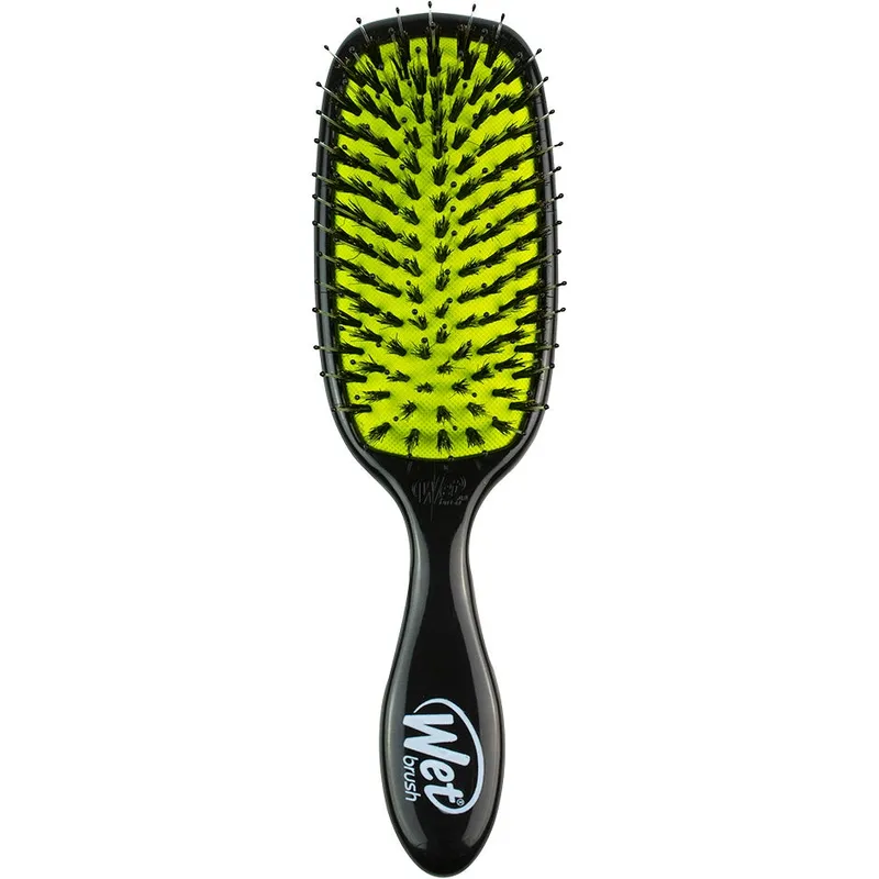 Wet Brush Shine Enhancer Paddle Hair Brush Black with Natural Boar Bristles – Pain-Free Detangling Brush for All Hair Types