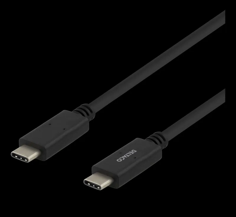 DELTACO USB 2.0 USB-C till USB-C-kabel, 3m, USB-IF, 480 Mbit/s, svart