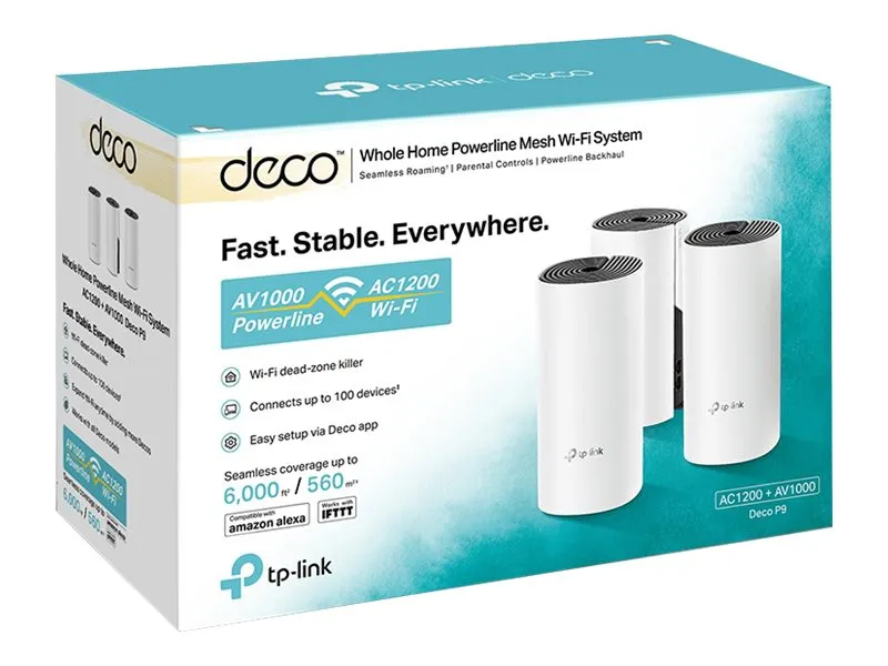 TP-Link Deco P9 – Wifi-system – (3 routers) – upp till 6000 kvadratfot 1GbE – Wi-Fi 5 – Dubbelband