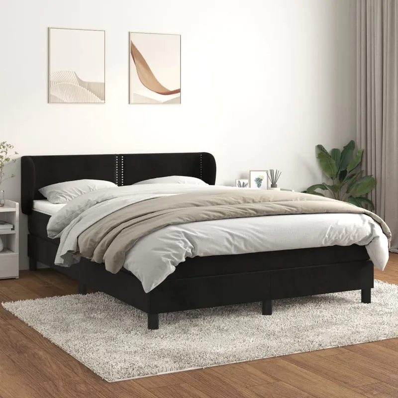 vidaXL Ramsäng med madrass svart 140×190 cm sammet (#3059)