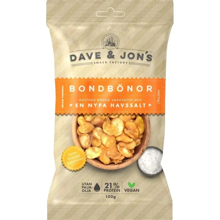Dave & Jon’s Rostade Bondbönor Havssalt 100 g