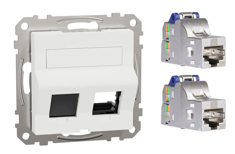 Schneider Electric Exxact Centrumplatta för datauttag, vit #0388