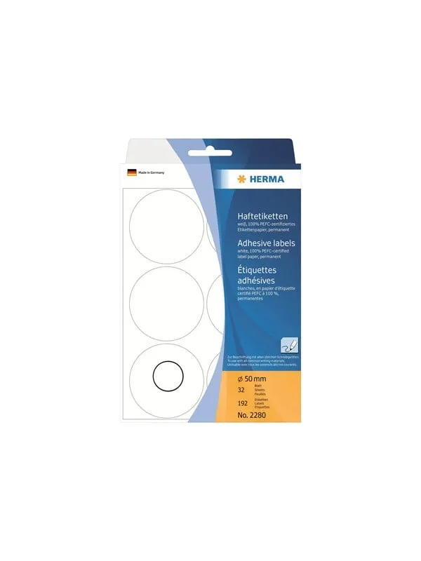 HERMA Multi-purpose labels/colour dots Ø 50 mm white