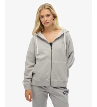 Superdry för kvinnor. W2012425A Athletic Essentials Relaxed Zip Sweatshirt grå (M), Casual, Bomull