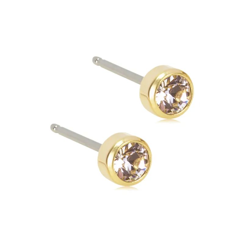 Blomdahl Golden Titanium Crystal Bezel 4 mm