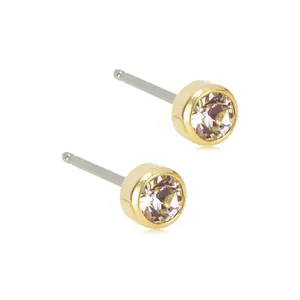 Blomdahl Golden Titanium Crystal Bezel 4 mm
