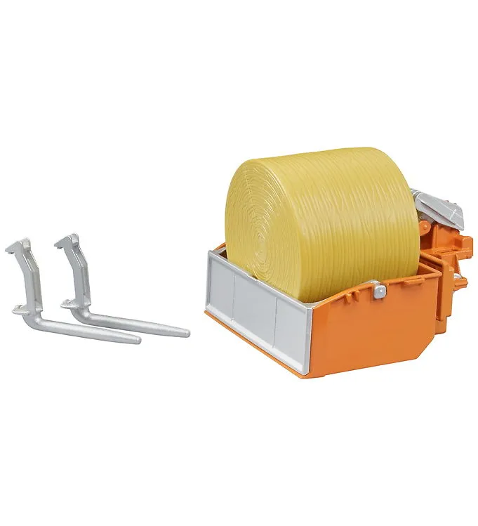 Bruder Accessories: Tractor loading box forks+1round bale